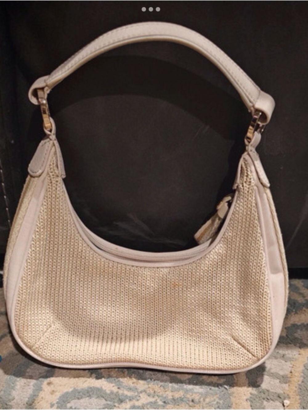 Liz Claiborne Cream Woven Shoulder Bag